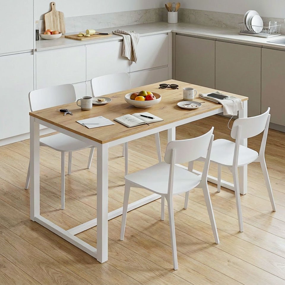 Hector 120 Yemek Masası Beyaz-Meşe