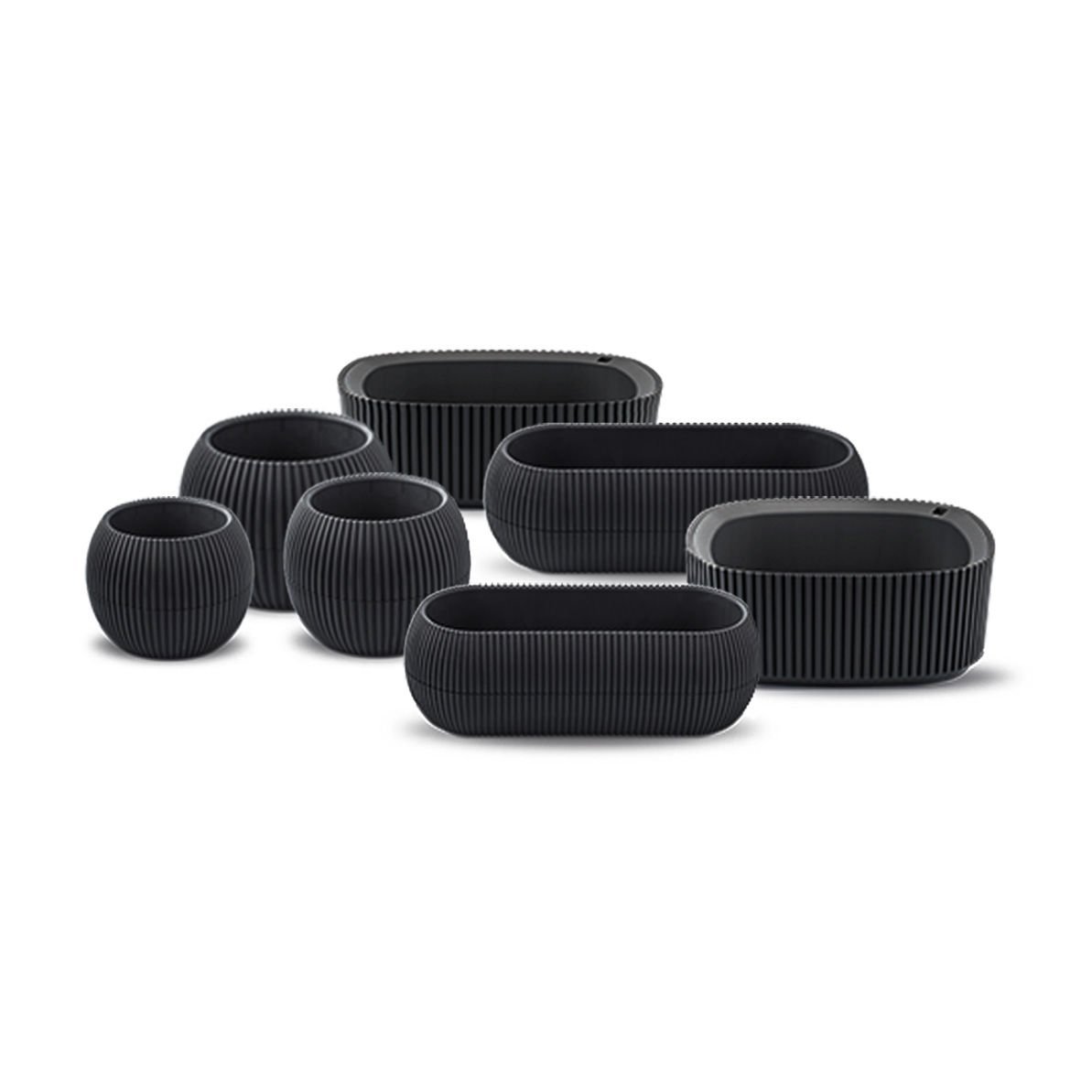 7'li Mercan Saksı Seti Siyah