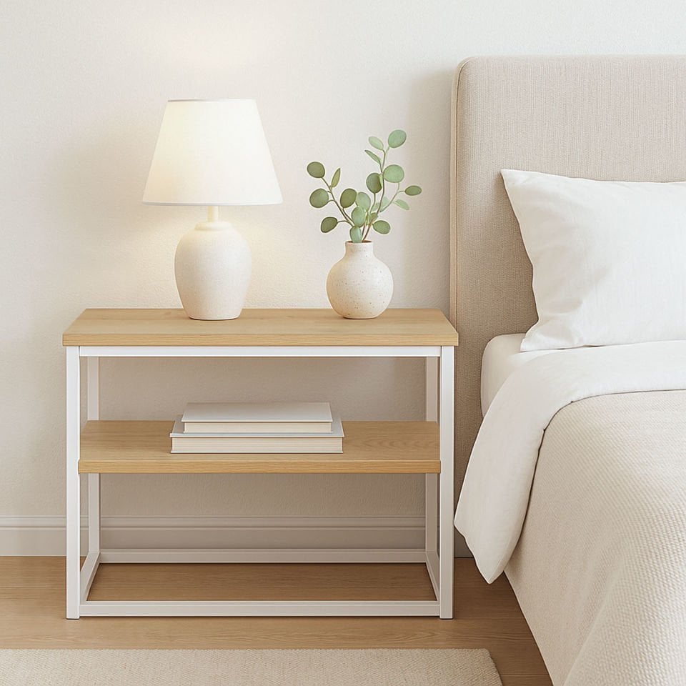 Grace 72 Komodin Beyaz-Meşe