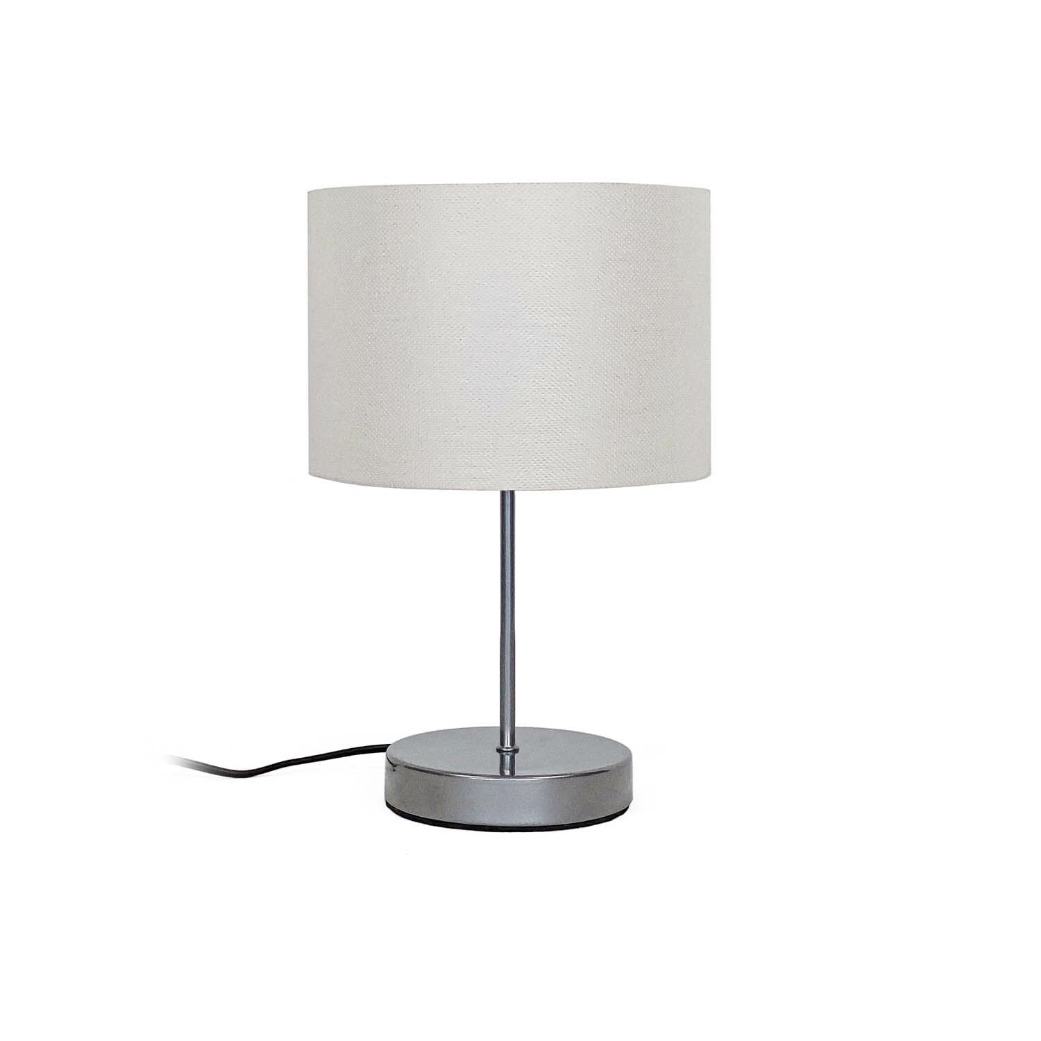 Geniş Silindir Abajur Bej - Gümüş