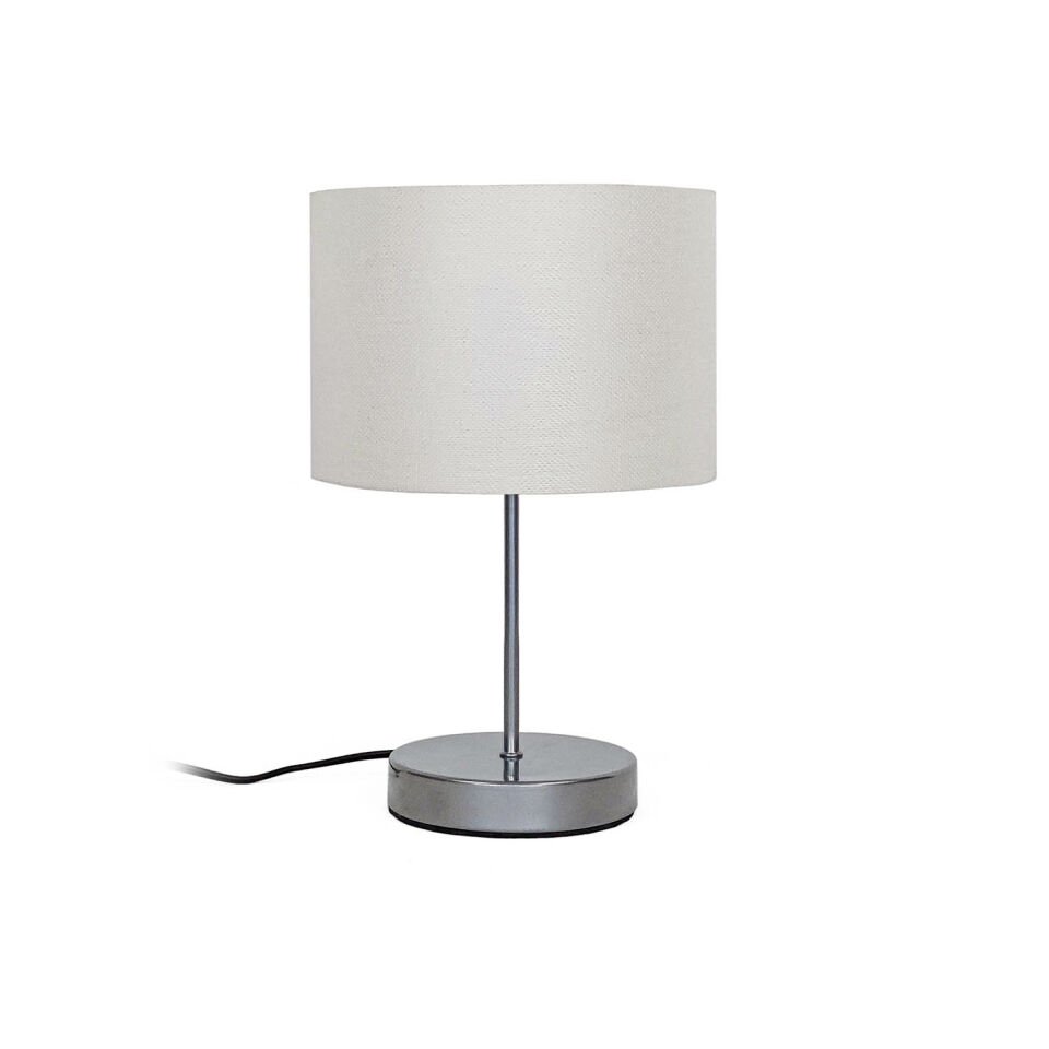 Geniş Silindir Abajur Bej - Gümüş