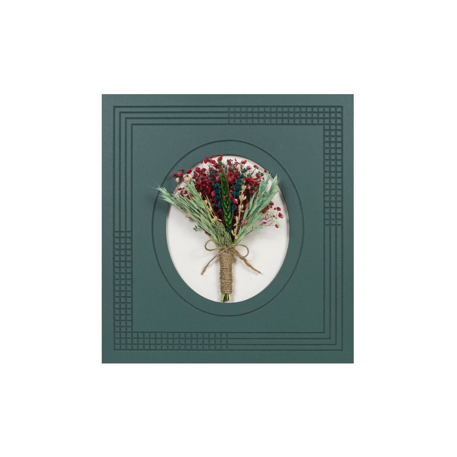 2'li Kurutulmuş Çiçekli Duvar Dekoru Yeşil