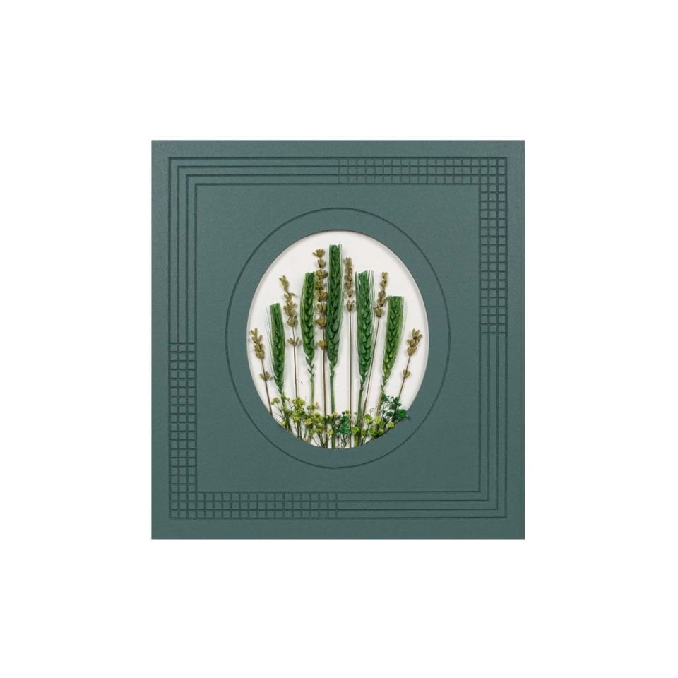 2'li Kurutulmuş Çiçekli Duvar Dekoru Yeşil