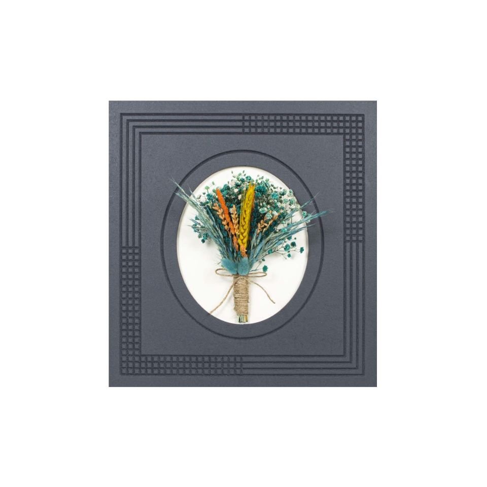 2'li Kurutulmuş Çiçekli Duvar Dekoru Antrasit