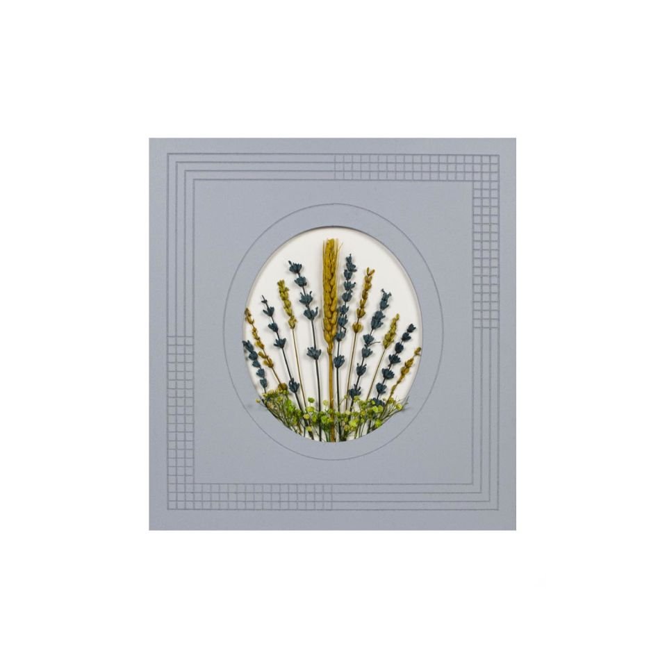 2'li Kurutulmuş Çiçekli Duvar Dekoru Gri