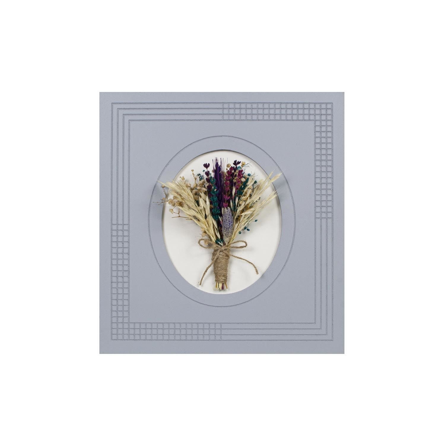 2'li Kurutulmuş Çiçekli Duvar Dekoru Gri