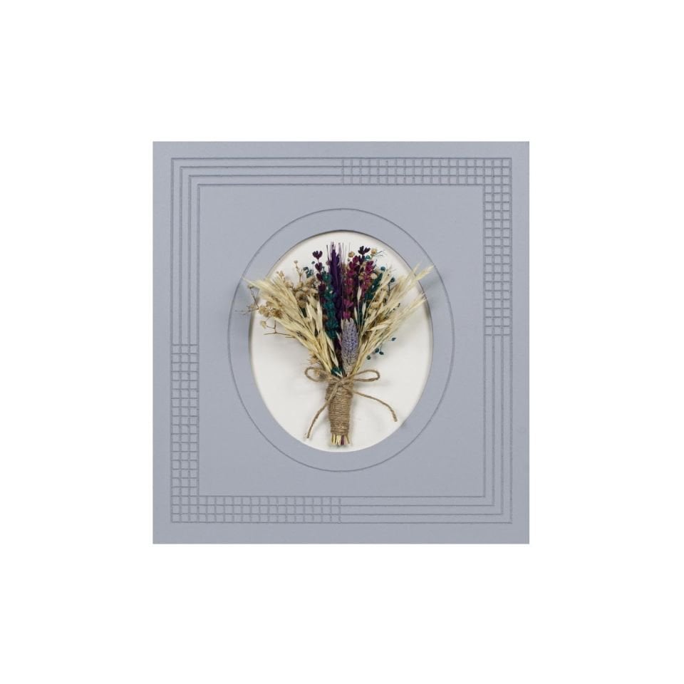 2'li Kurutulmuş Çiçekli Duvar Dekoru Gri