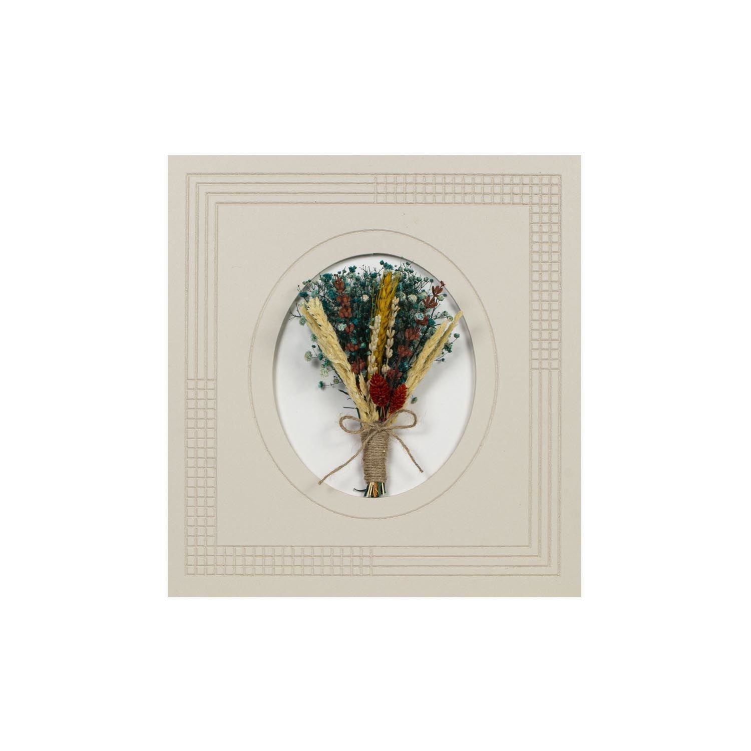 2'li Kurutulmuş Çiçekli Duvar Dekoru Krem