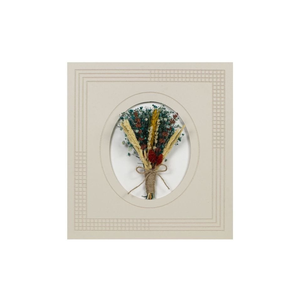 2'li Kurutulmuş Çiçekli Duvar Dekoru Krem