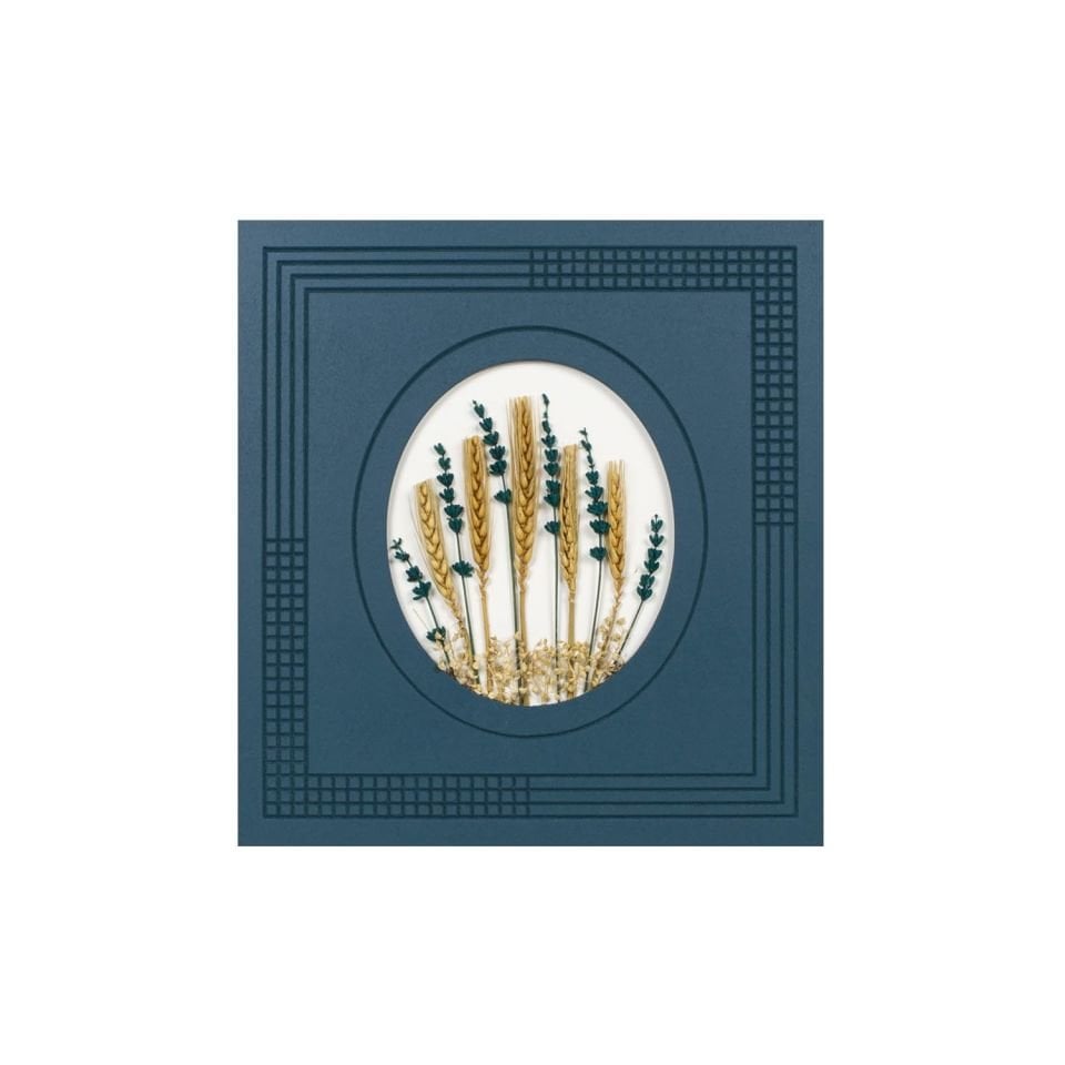 2'li Kurutulmuş Çiçekli Duvar Dekoru Koyumavi