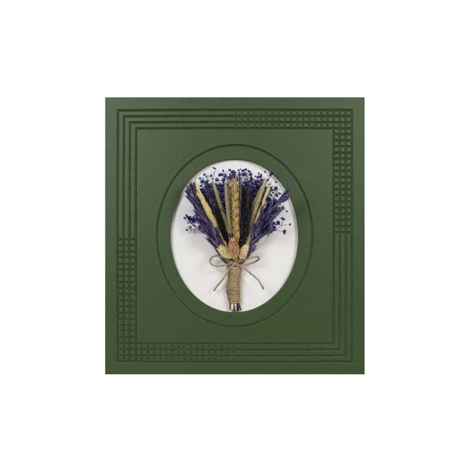 2'li Kurutulmuş Çiçekli Duvar Dekoru Koyuyeşil