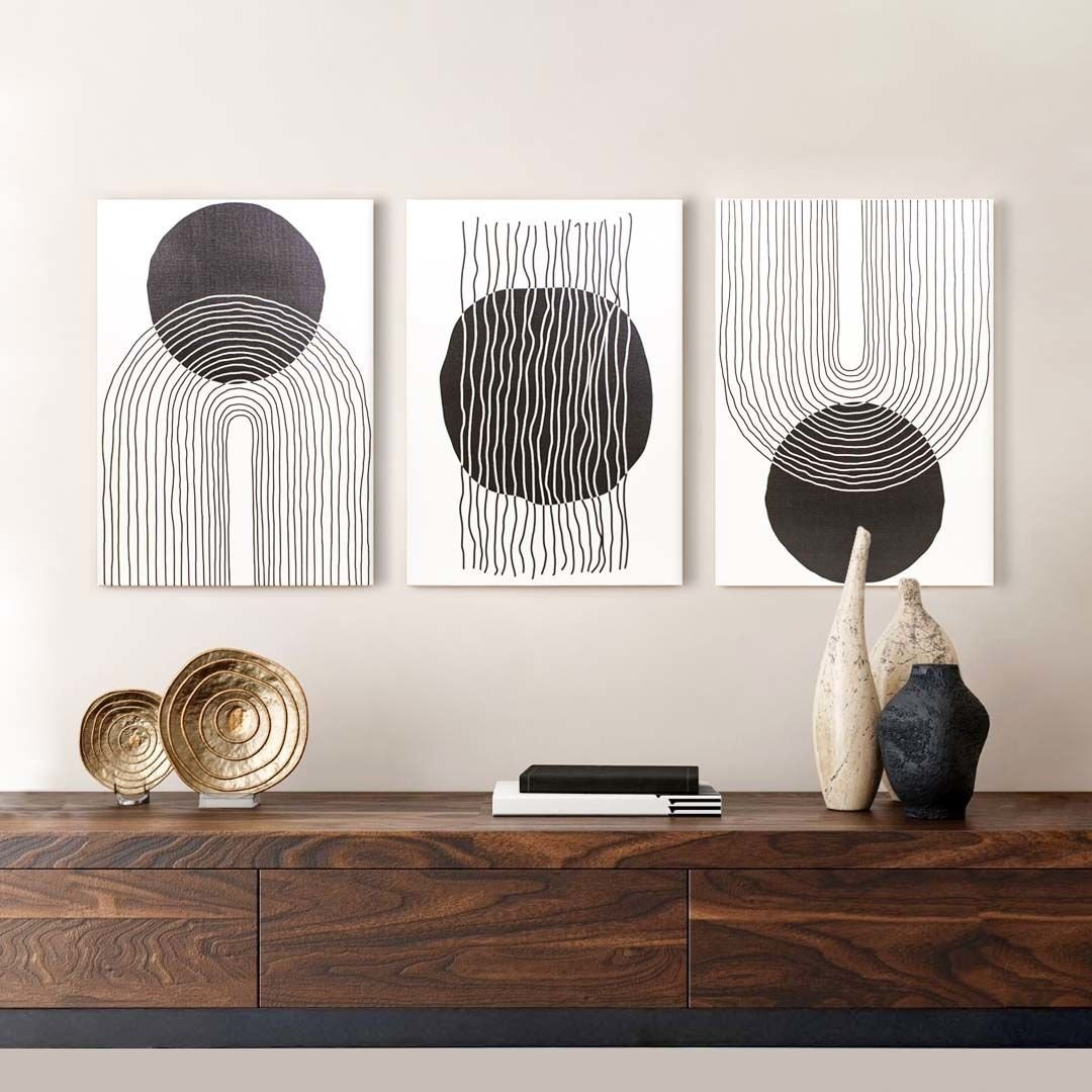 3'lü Siyah Beyaz Gökkuşağı ve Güneş 50CMX70CM