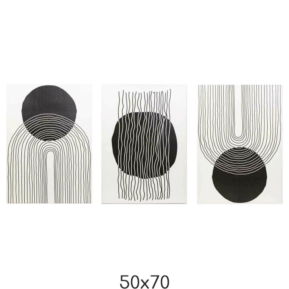 3'lü Siyah Beyaz Gökkuşağı ve Güneş 50CMX70CM