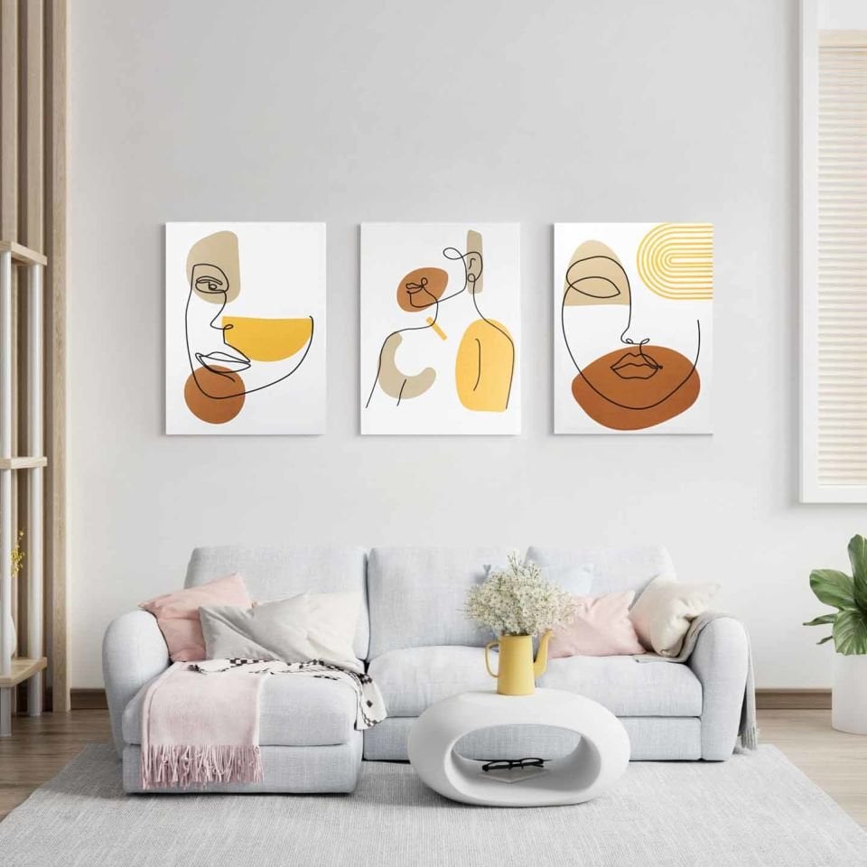 3'lü Kadın Silüeti Minimalist Tablo
