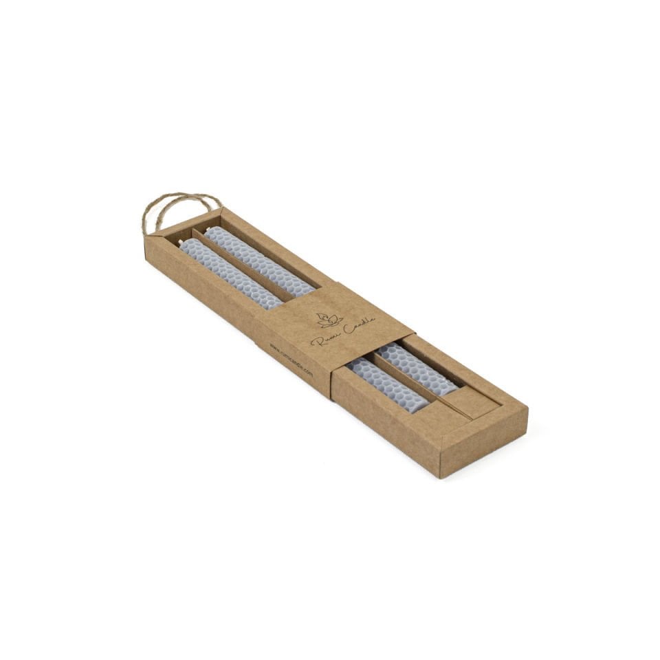 Petek Desenli Şamdan Mum Açık Mavi