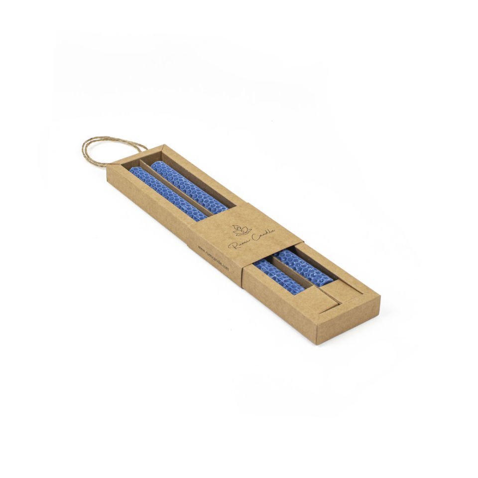 Petek Desenli Şamdan Mum Mavi