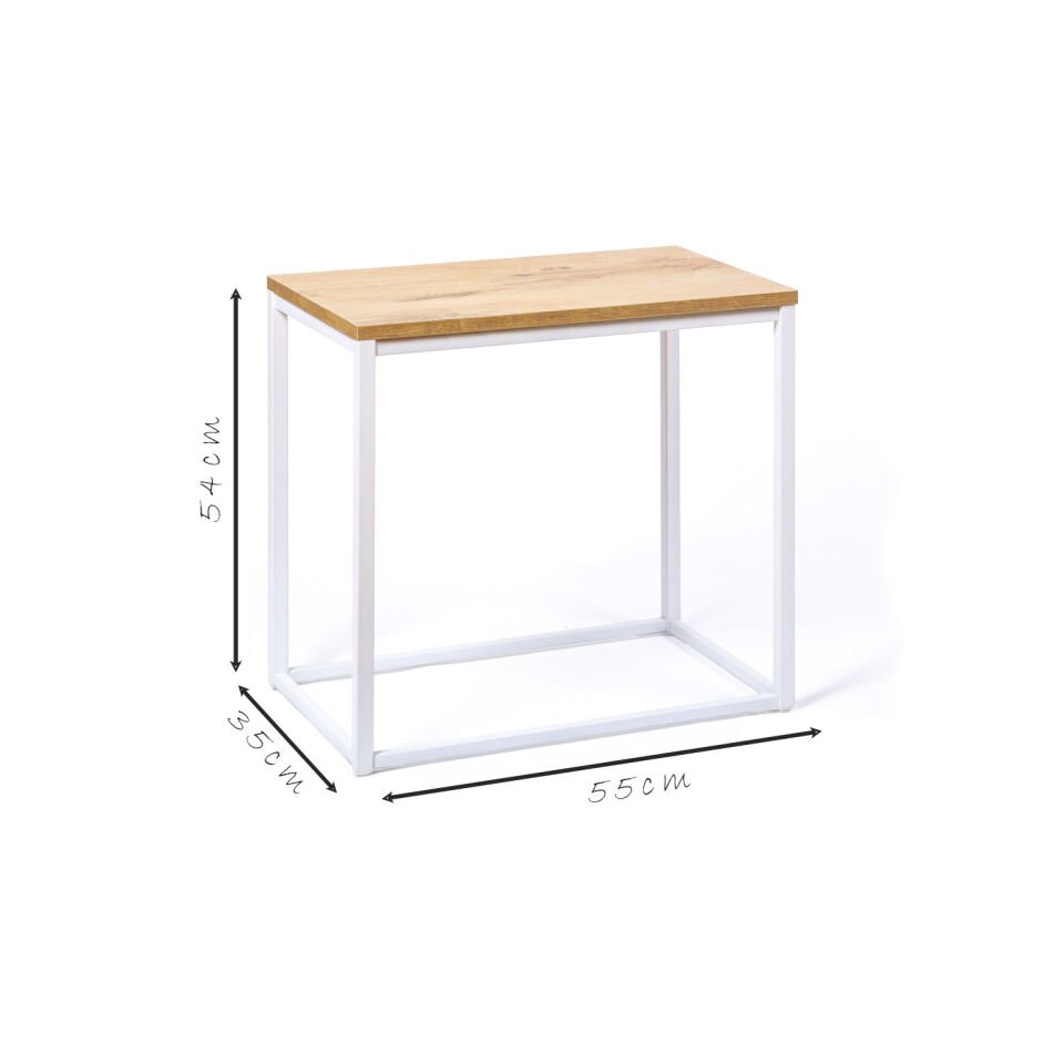 Grace 55 Yan Sehpa Beyaz-Meşe