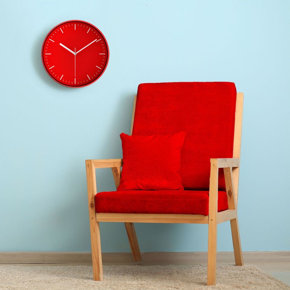 Minimalist Duvar Saati Kırmızı