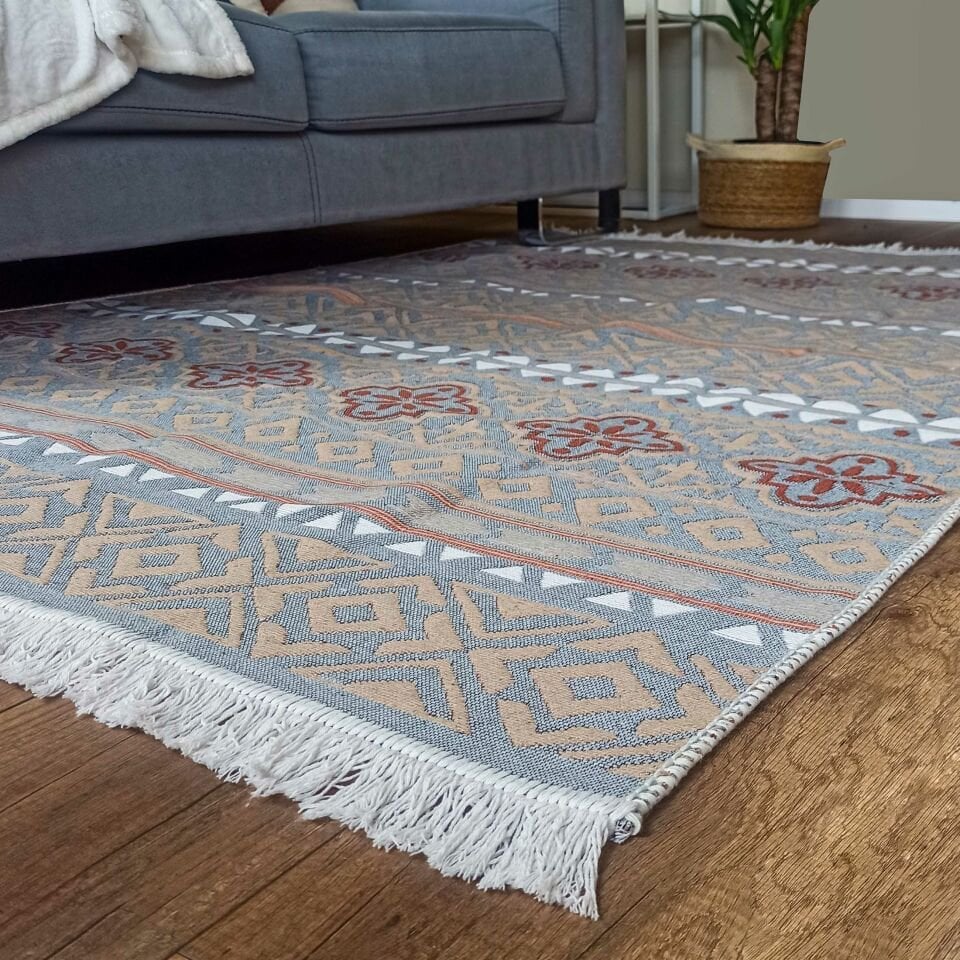 Çift Taraflı Geometrik Desenli Kilim ,80x150