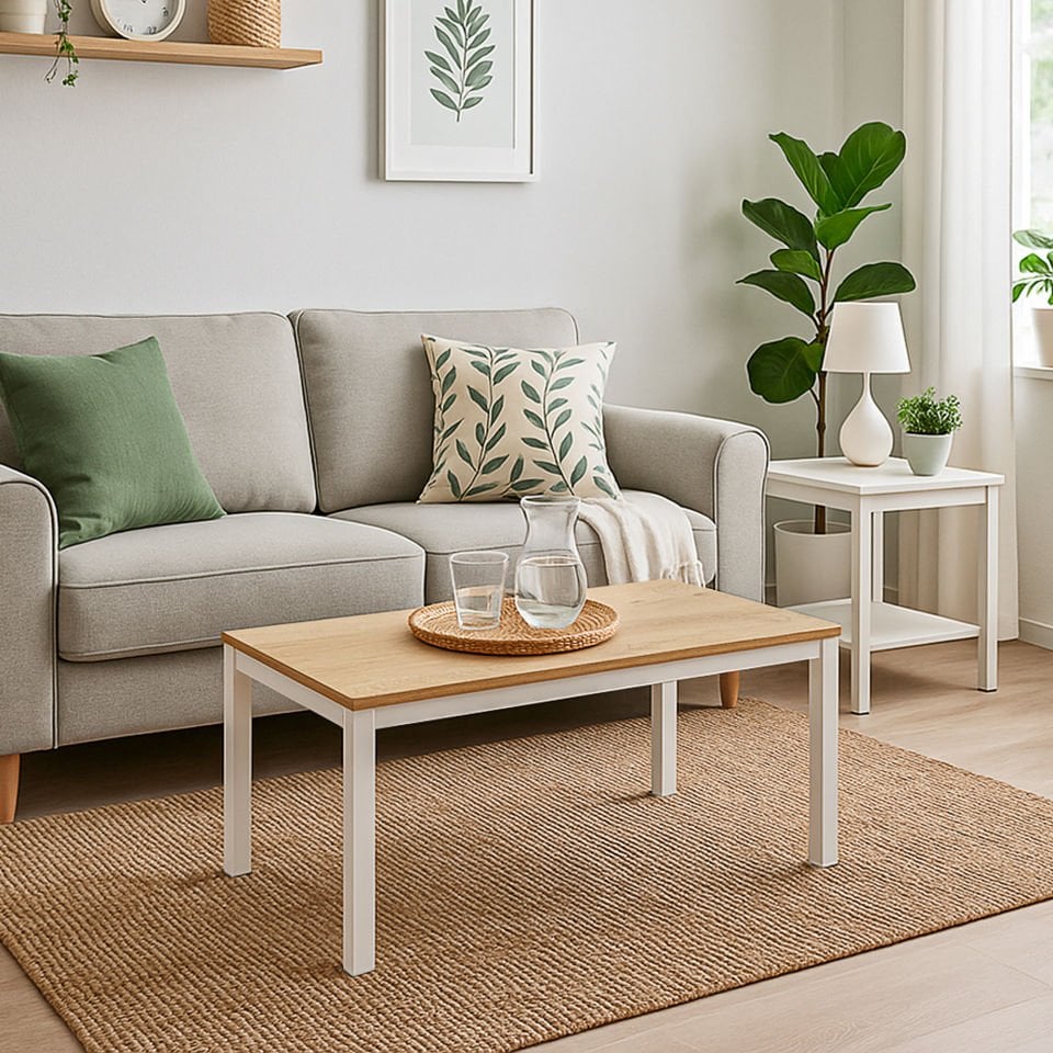 Hector 90 Orta Sehpa Beyaz-Meşe