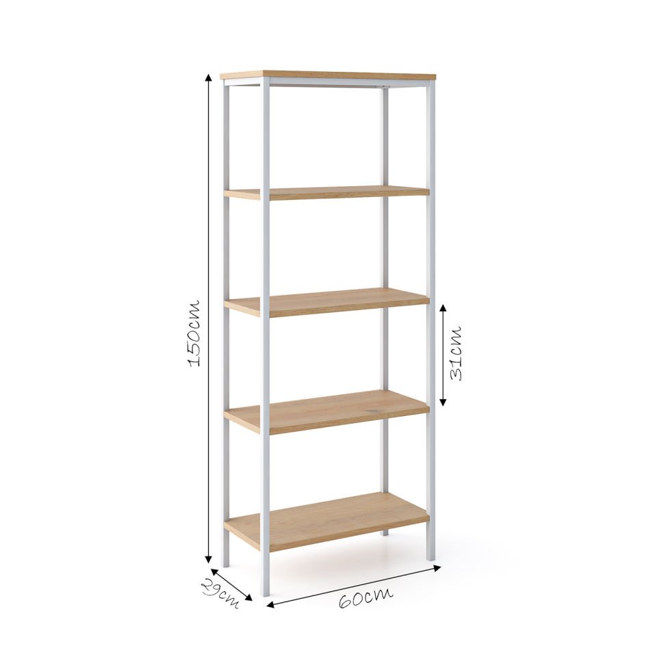 Connell 60 Kitaplık Beyaz-Meşe