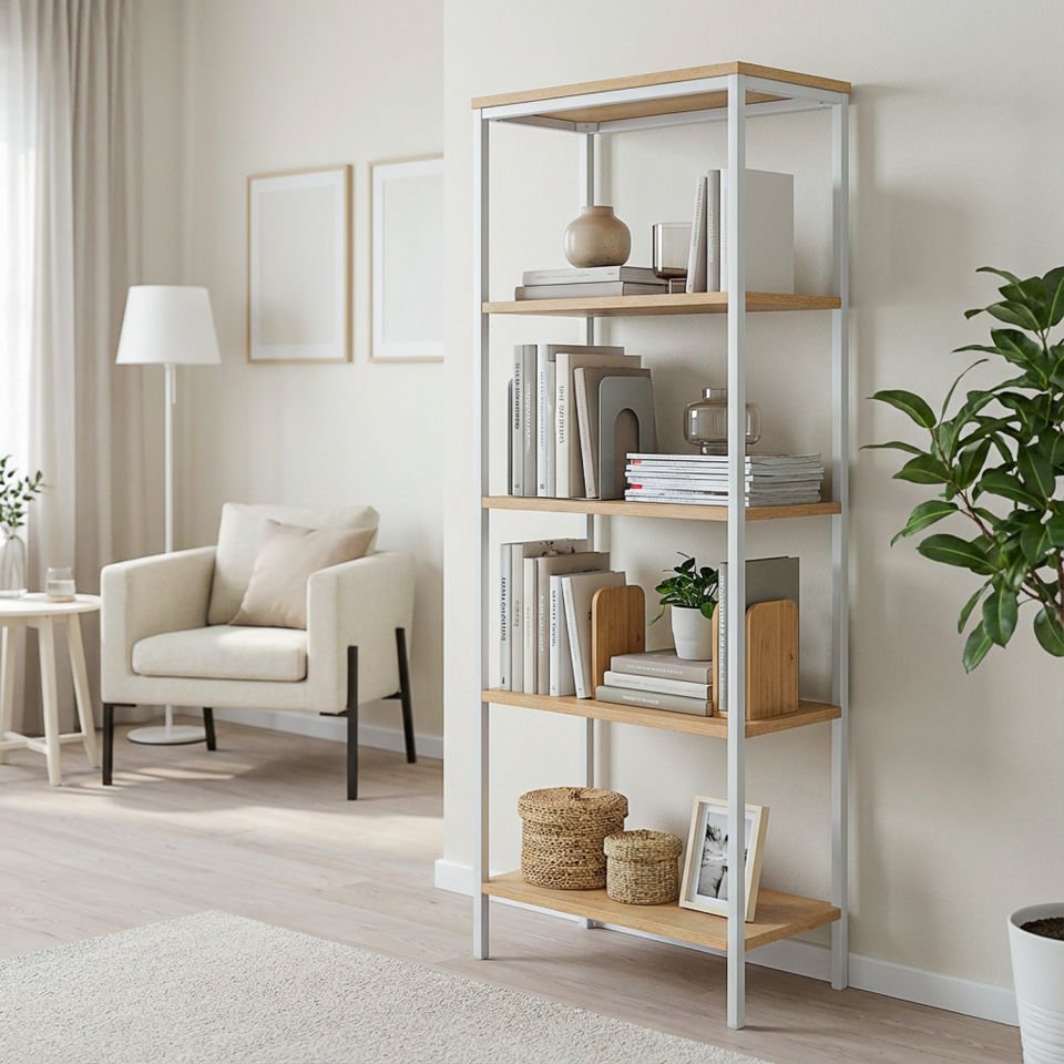 Connell 60 Kitaplık Beyaz-Meşe