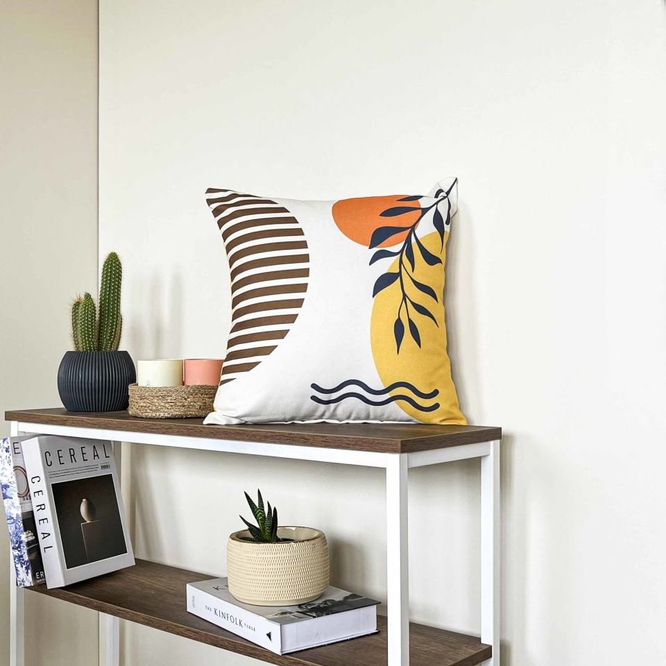 Yaprak Desenli Kırlent Kılıfı