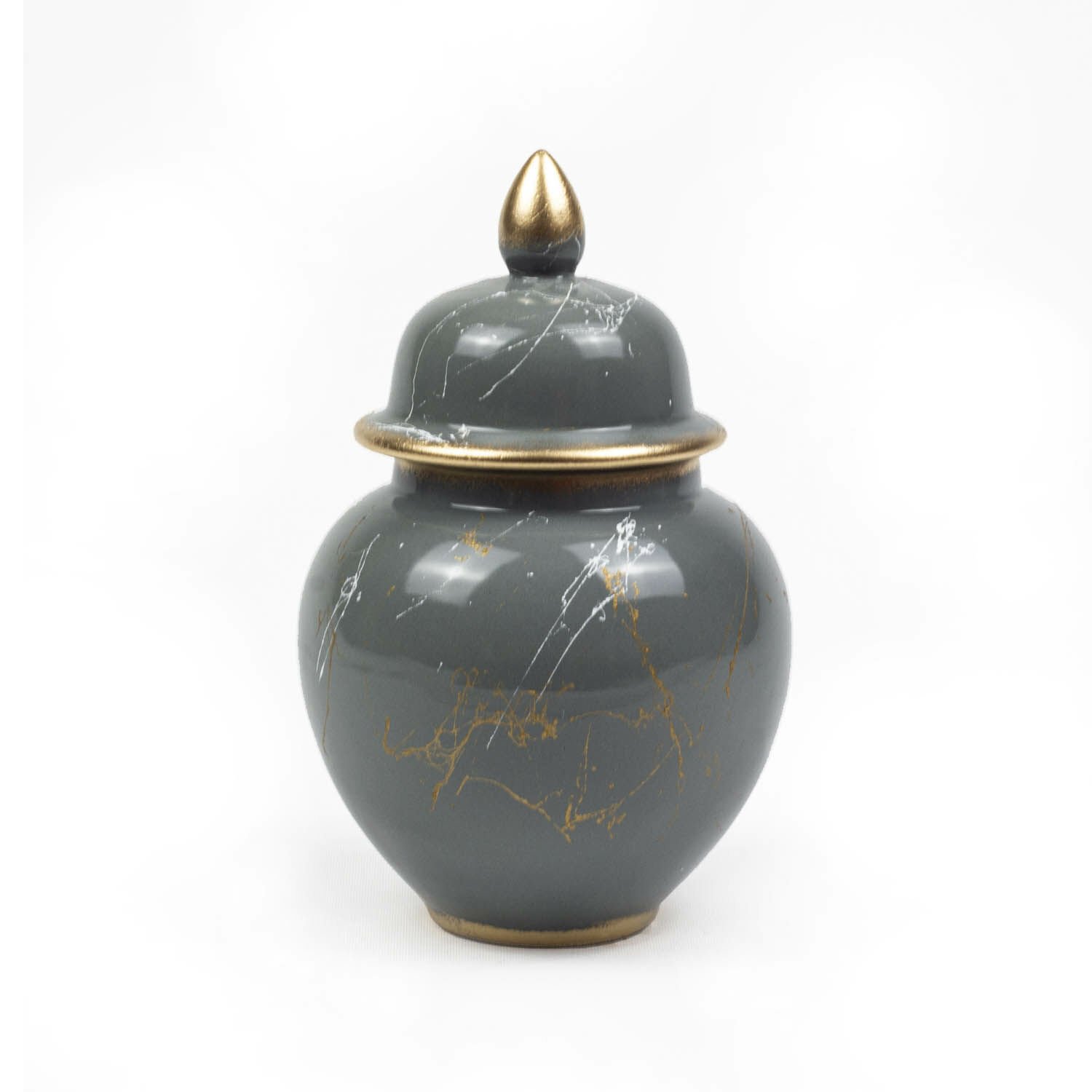 Kapaklı Seramik Vazo Gri