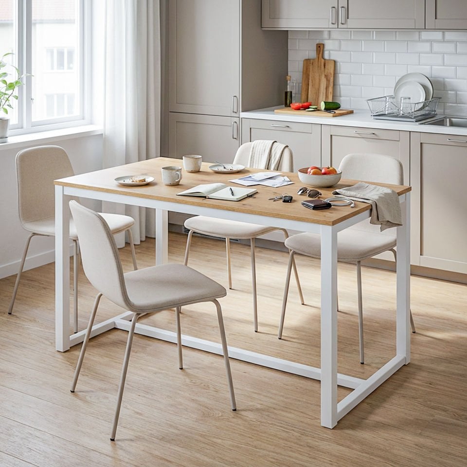 Hector 139 Yemek Masası Beyaz-Meşe