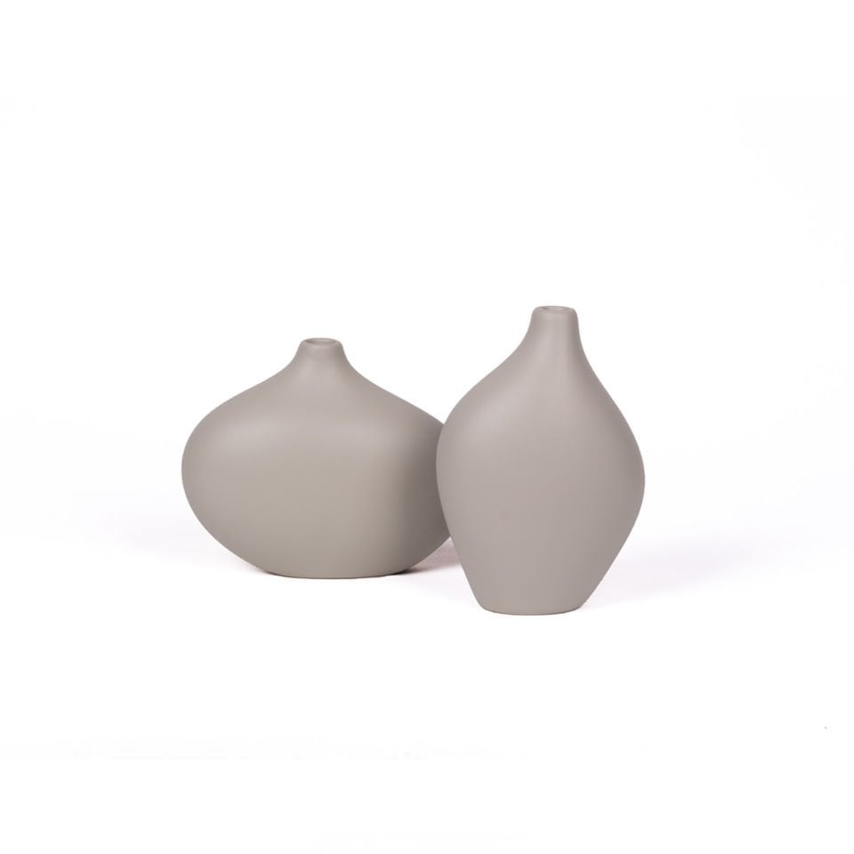 Asimetrik 2'li Vazo Seti Bej