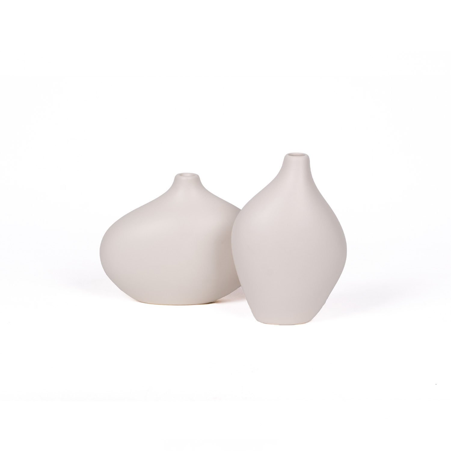 Asimetrik 2'li Vazo Seti Beyaz