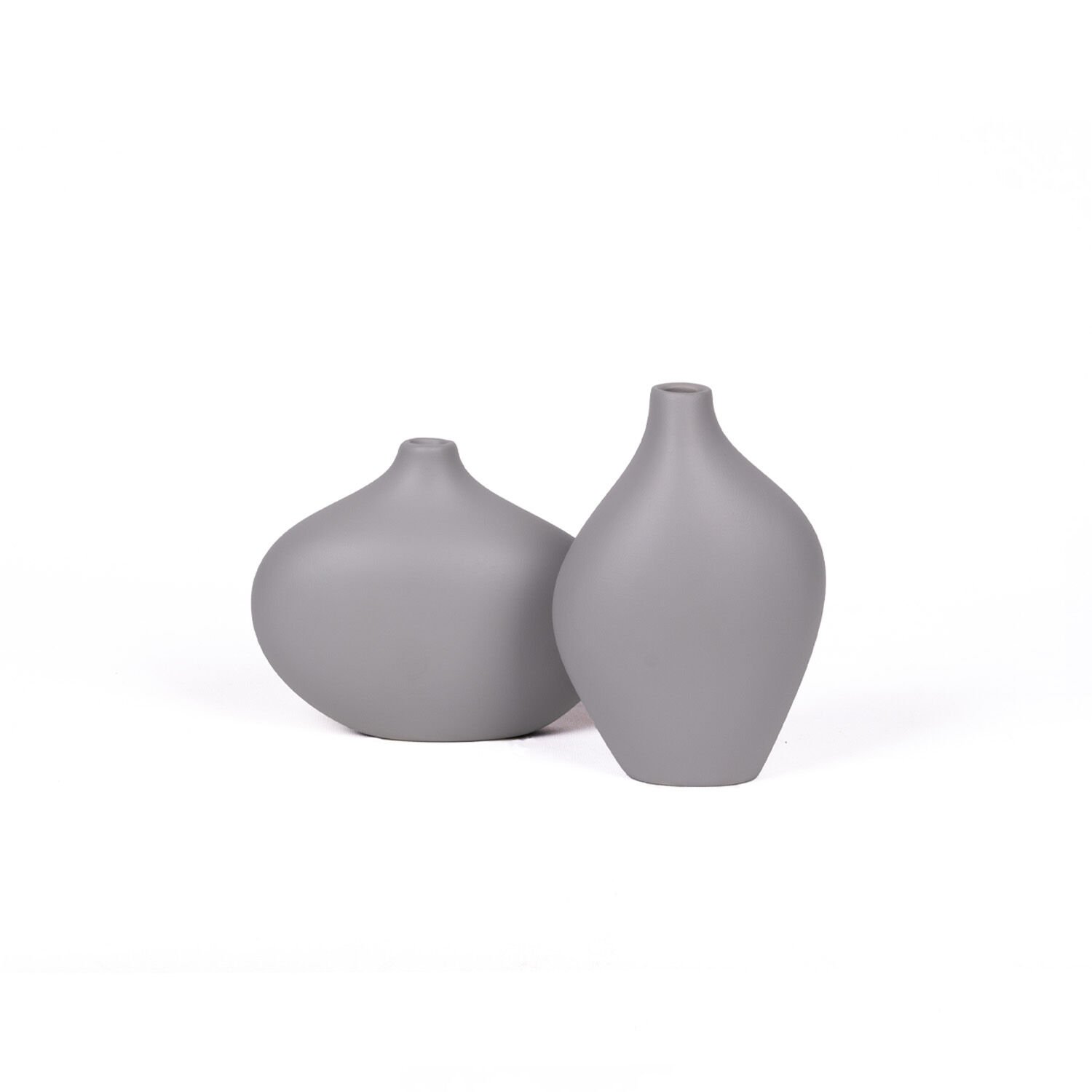 Asimetrik 2'li Vazo Seti Gri