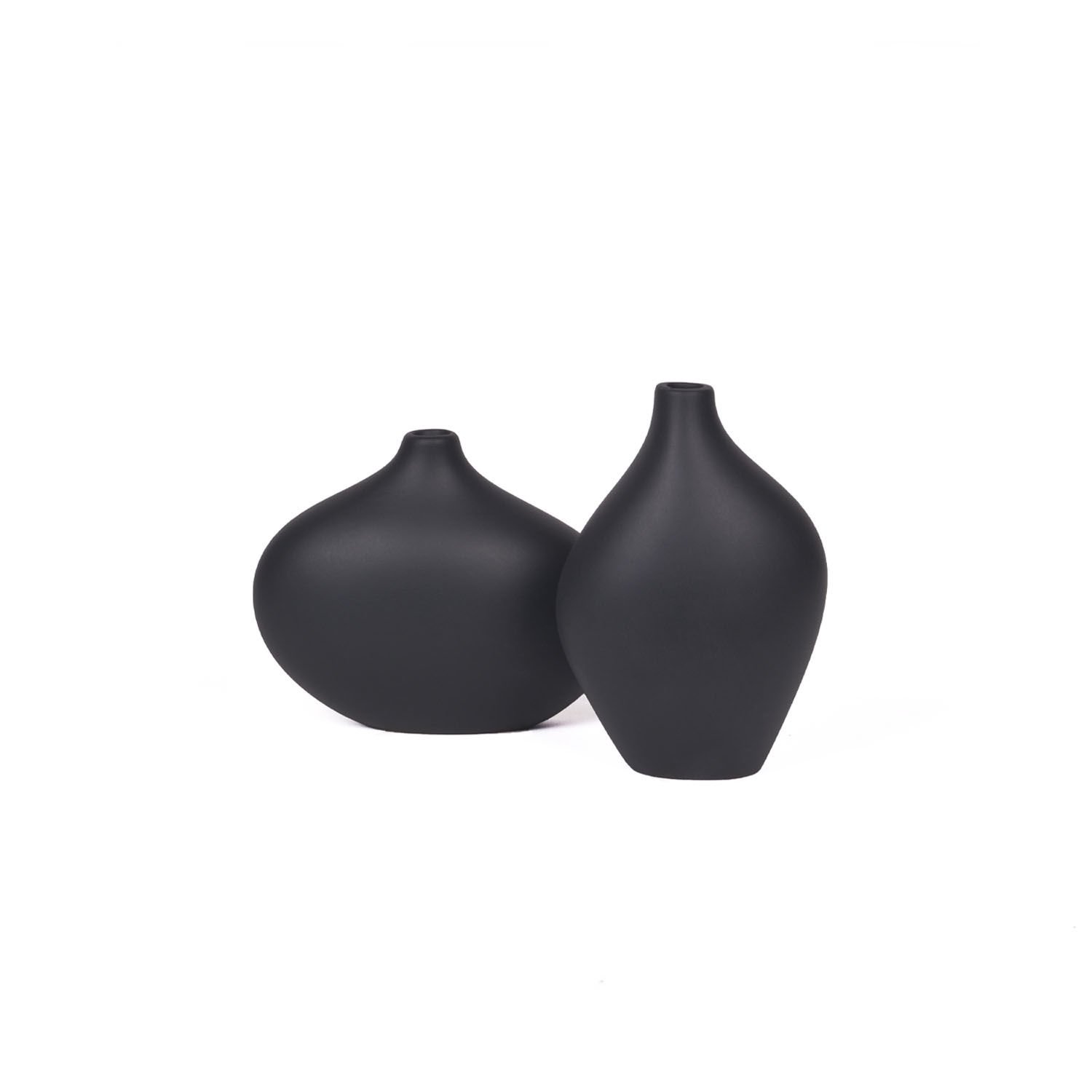 Asimetrik 2'li Vazo Seti Siyah