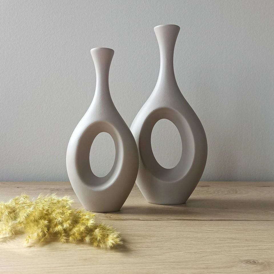 Bohem Hitit 2'li Vazo Seti Bej