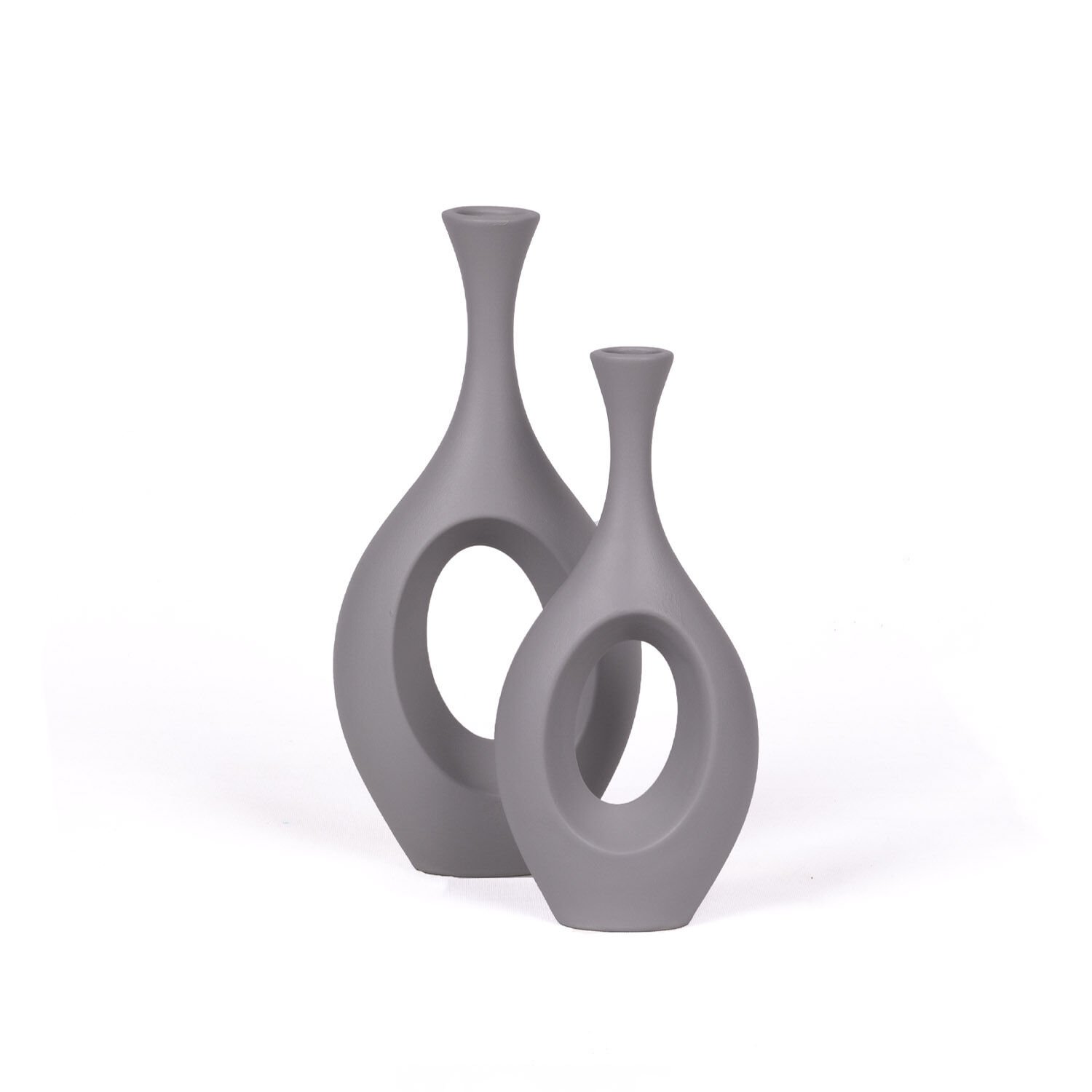 Bohem Hitit 2'li Vazo Seti Gri
