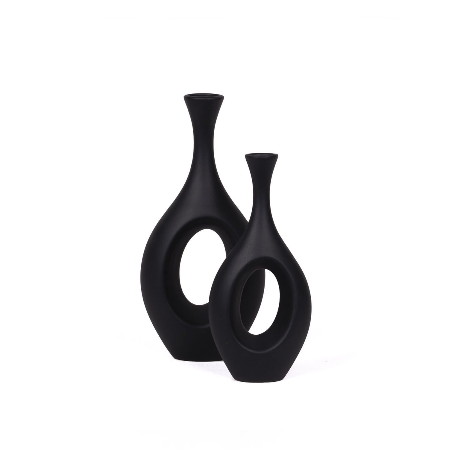 Bohem Hitit 2'li Vazo Seti Siyah