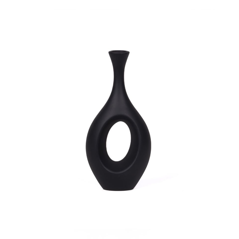 Bohem Hitit 2'li Vazo Seti Siyah