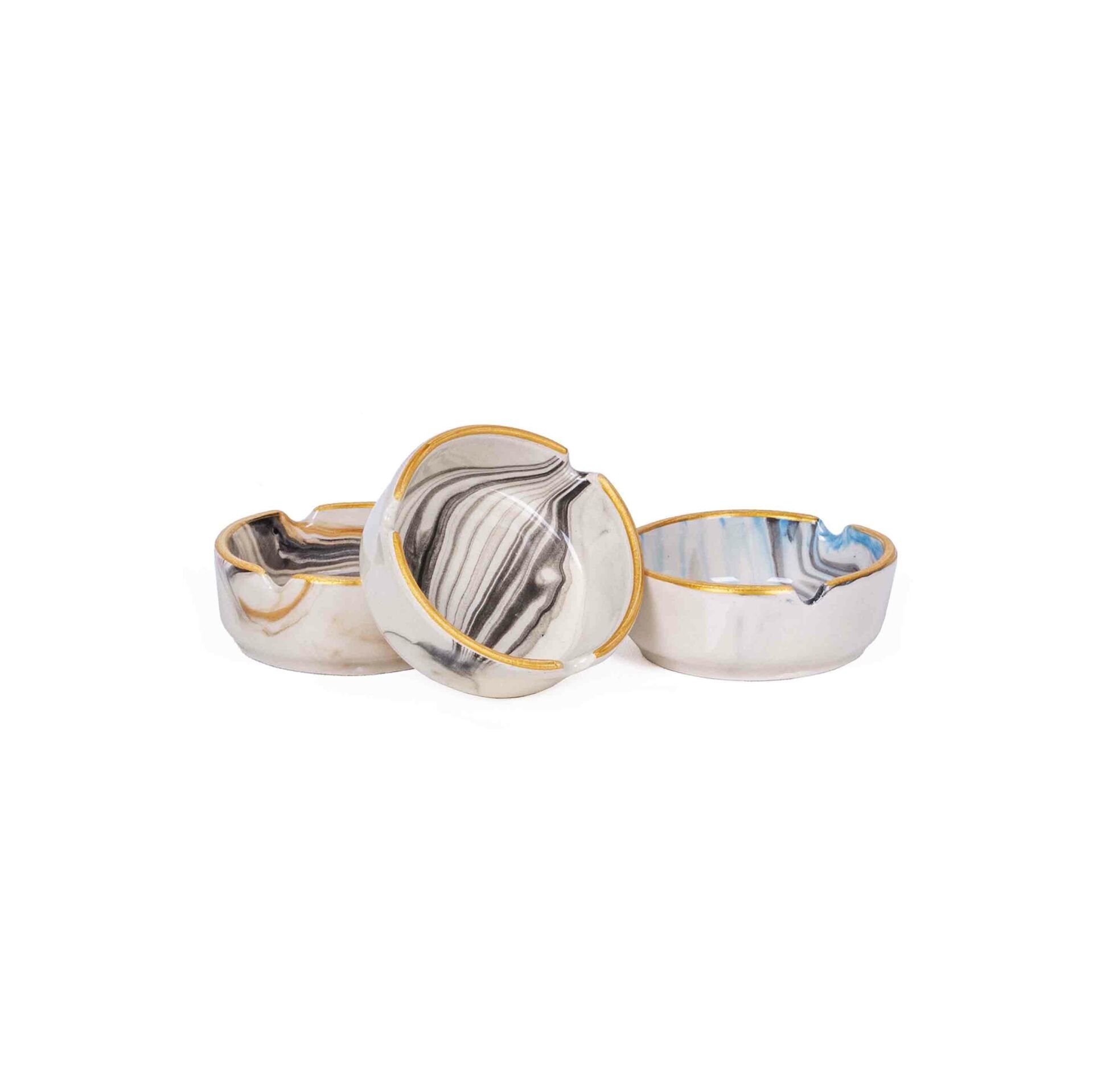 3'lü Ebruli Kül Tablası