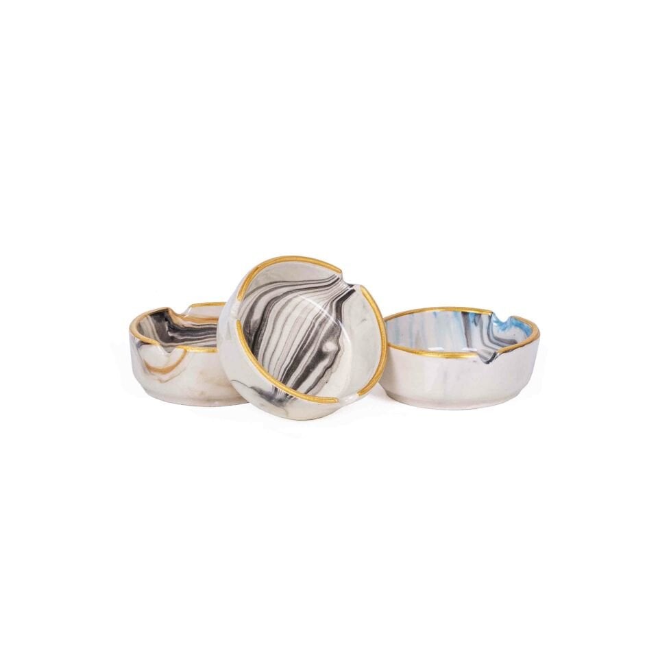 3'lü Ebruli Kül Tablası