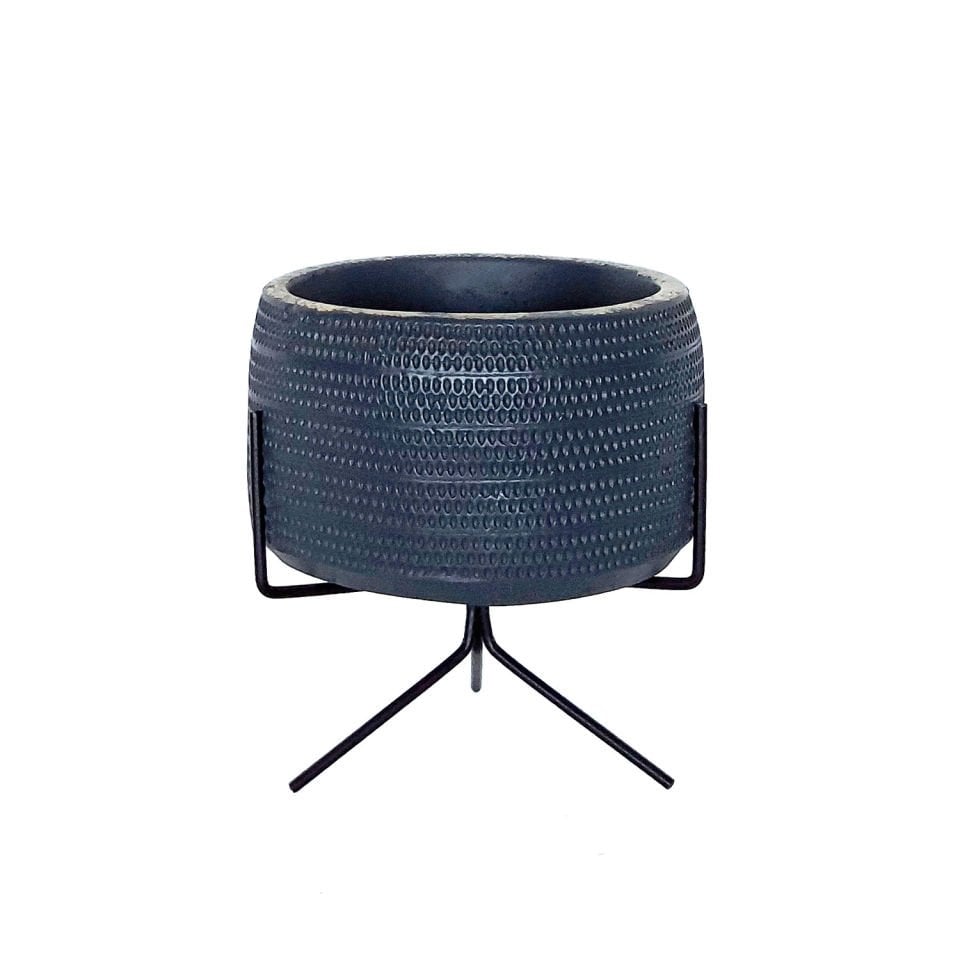 Tel Ayaklı Saksı Gri