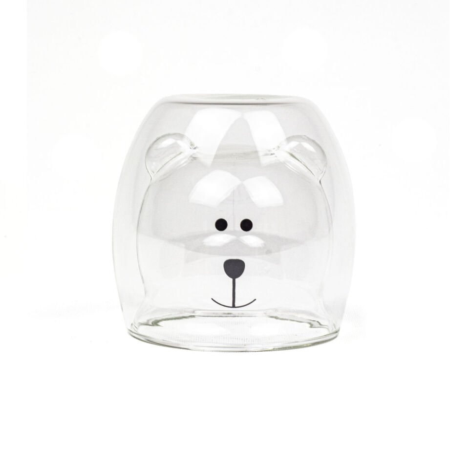 Çift Katlı Borosilikat Ayıcık Desenli Bardak