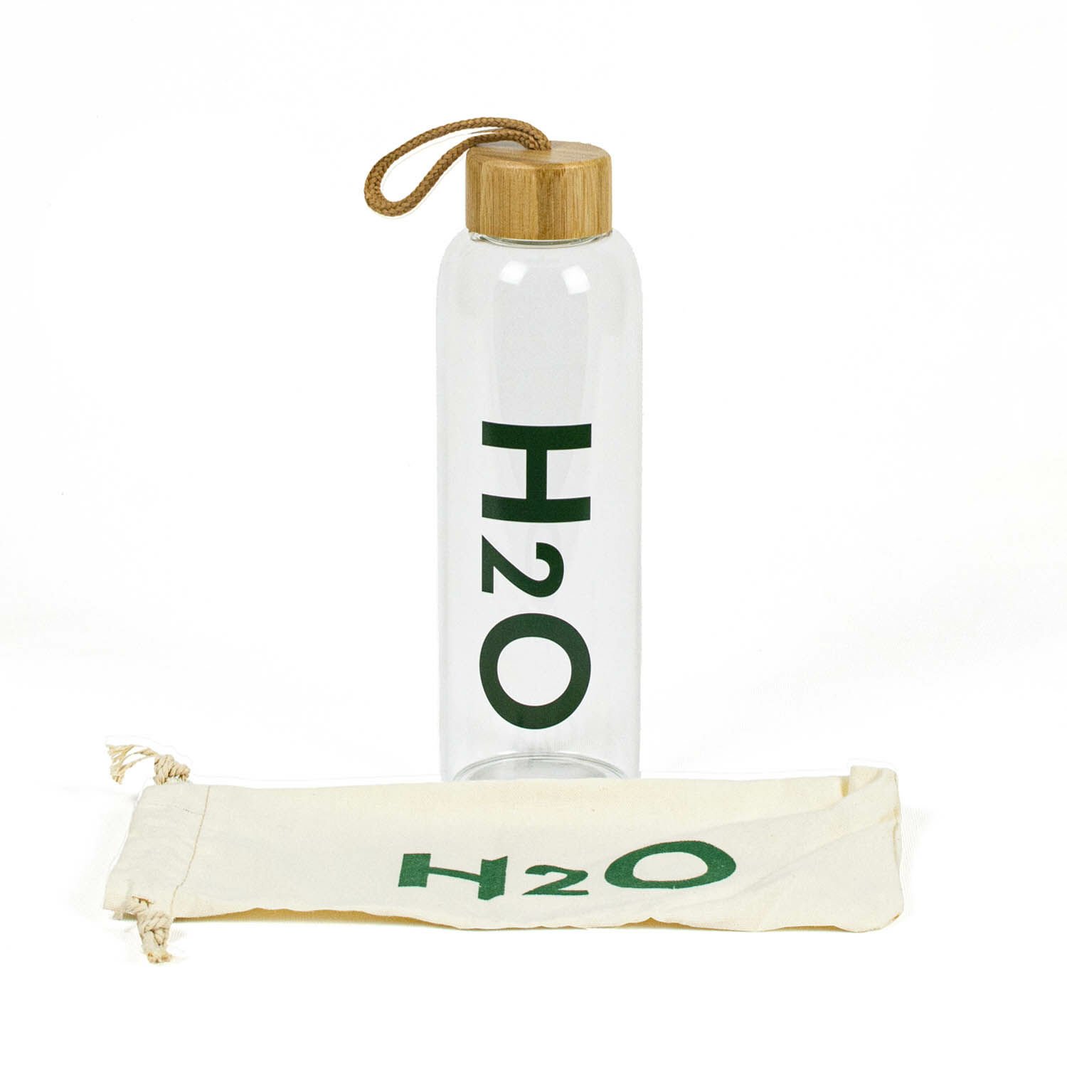 Bambu Kapaklı Kılıflı Cam Matara 1L