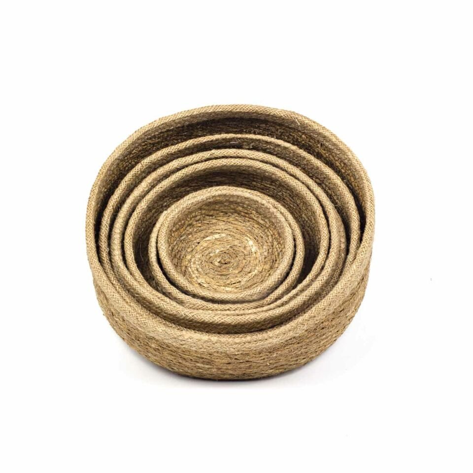 7'li Hasır Sepet Bej