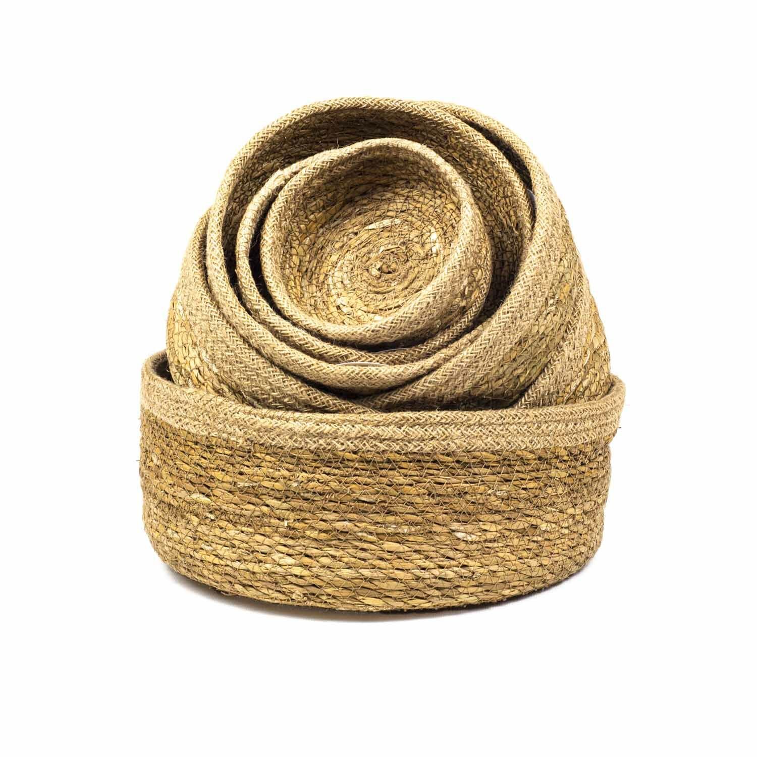 7'li Hasır Sepet Bej