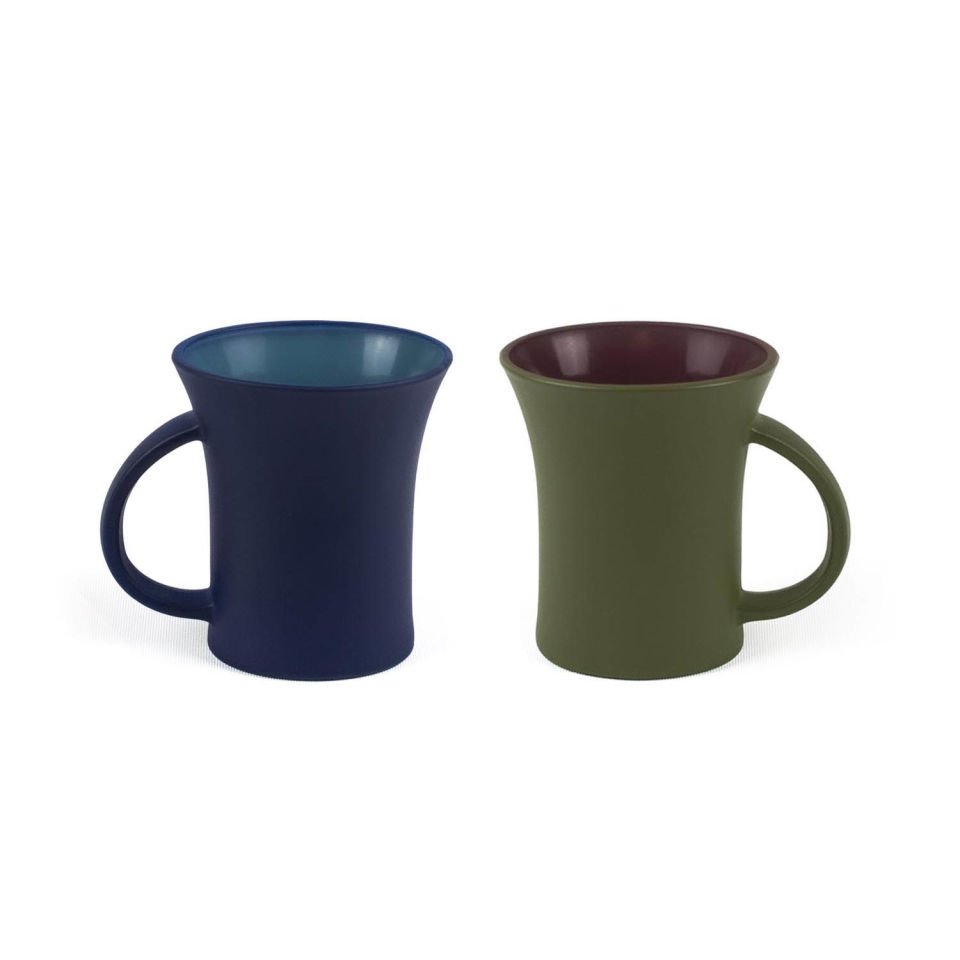2'li Oval Mat Bardak Lacivert / Yeşil