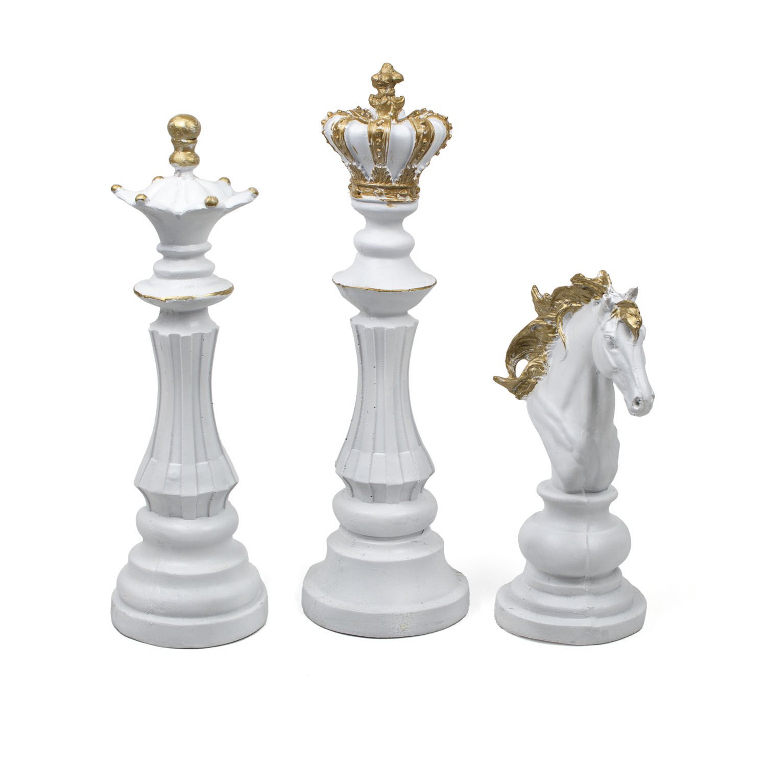 Vezir Şah At Satranç Taşları Beyaz