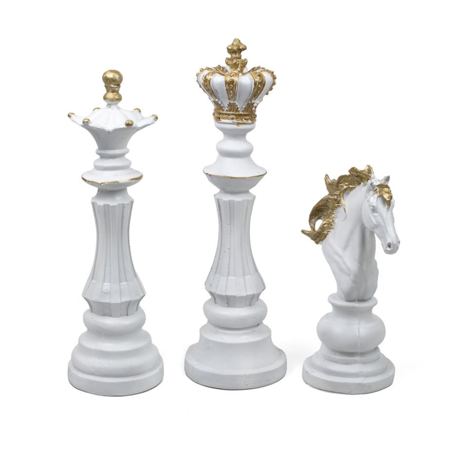 Vezir Şah At Satranç Taşları Beyaz