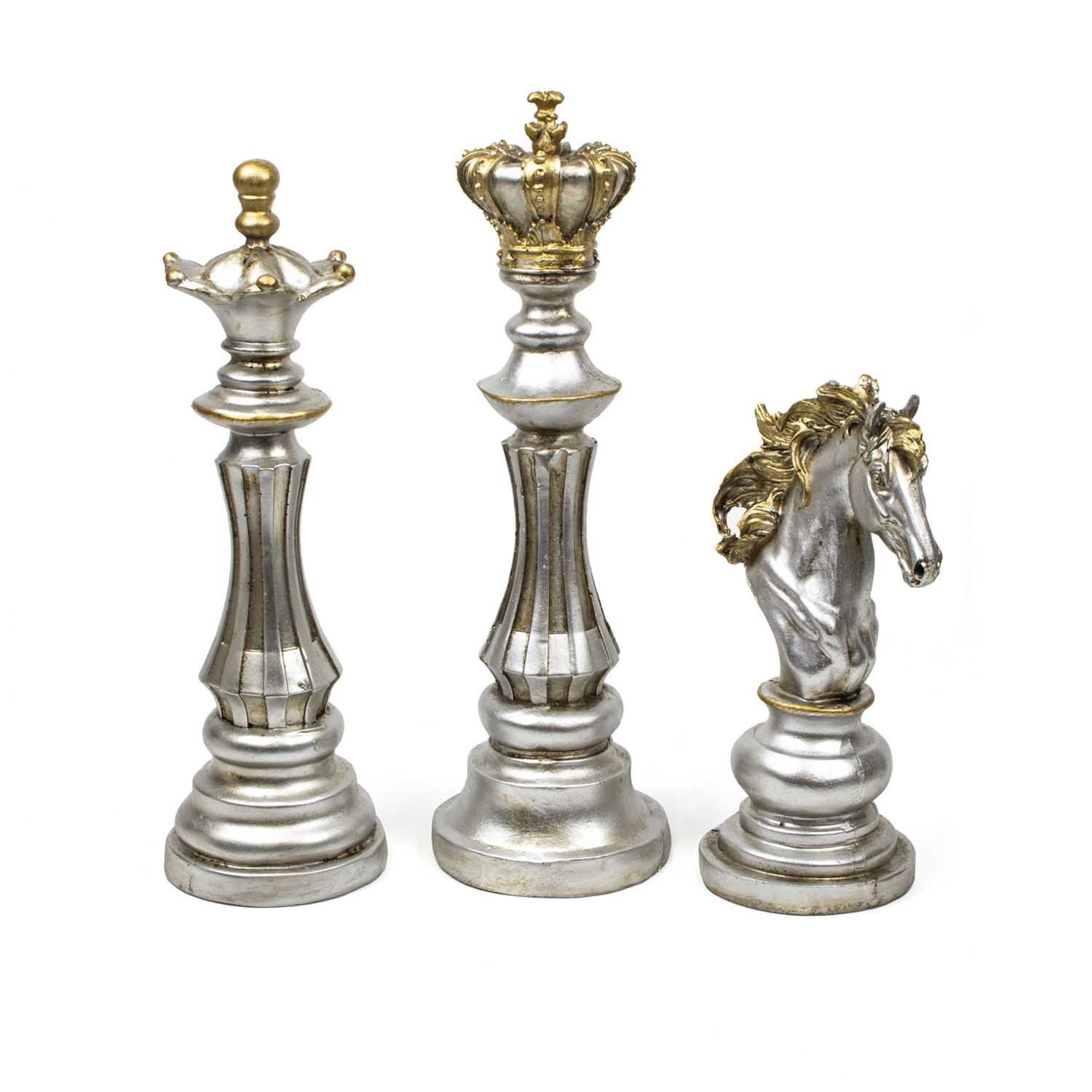 Vezir Şah At Satranç Taşları Gümüş