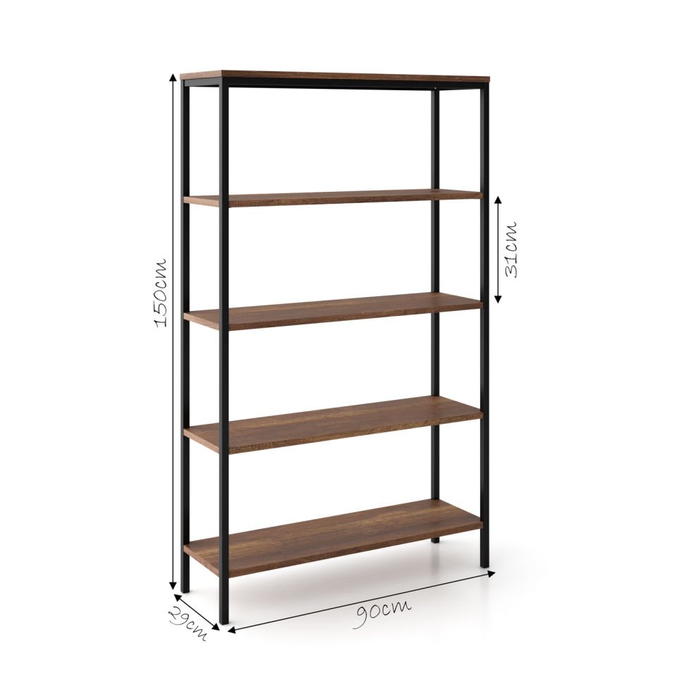 Connell 90 Kitaplık Siyah-Ceviz