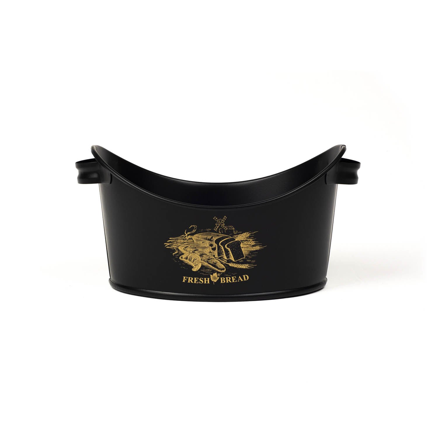 Baskılı Metal Kayık Ekmeklik Siyah
